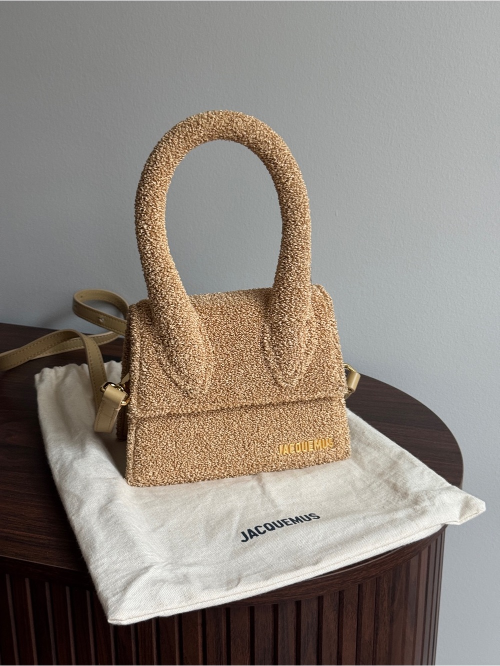Jacquemus Tan Boucle Mini Top-Handle Bag